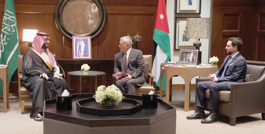 King Abdullah holds talks with Saudi crown prince at Al Husseiniya Palace